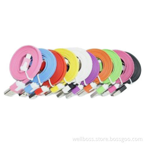 Colorful Plastic Flat Micro USB Data Cable for iPhone 5c and 5s